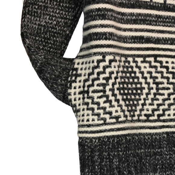 Intermix Cardigan Sweater Womens Small Gray Southwest Wool Mohair Blend Pockets - Picture 8 of 10